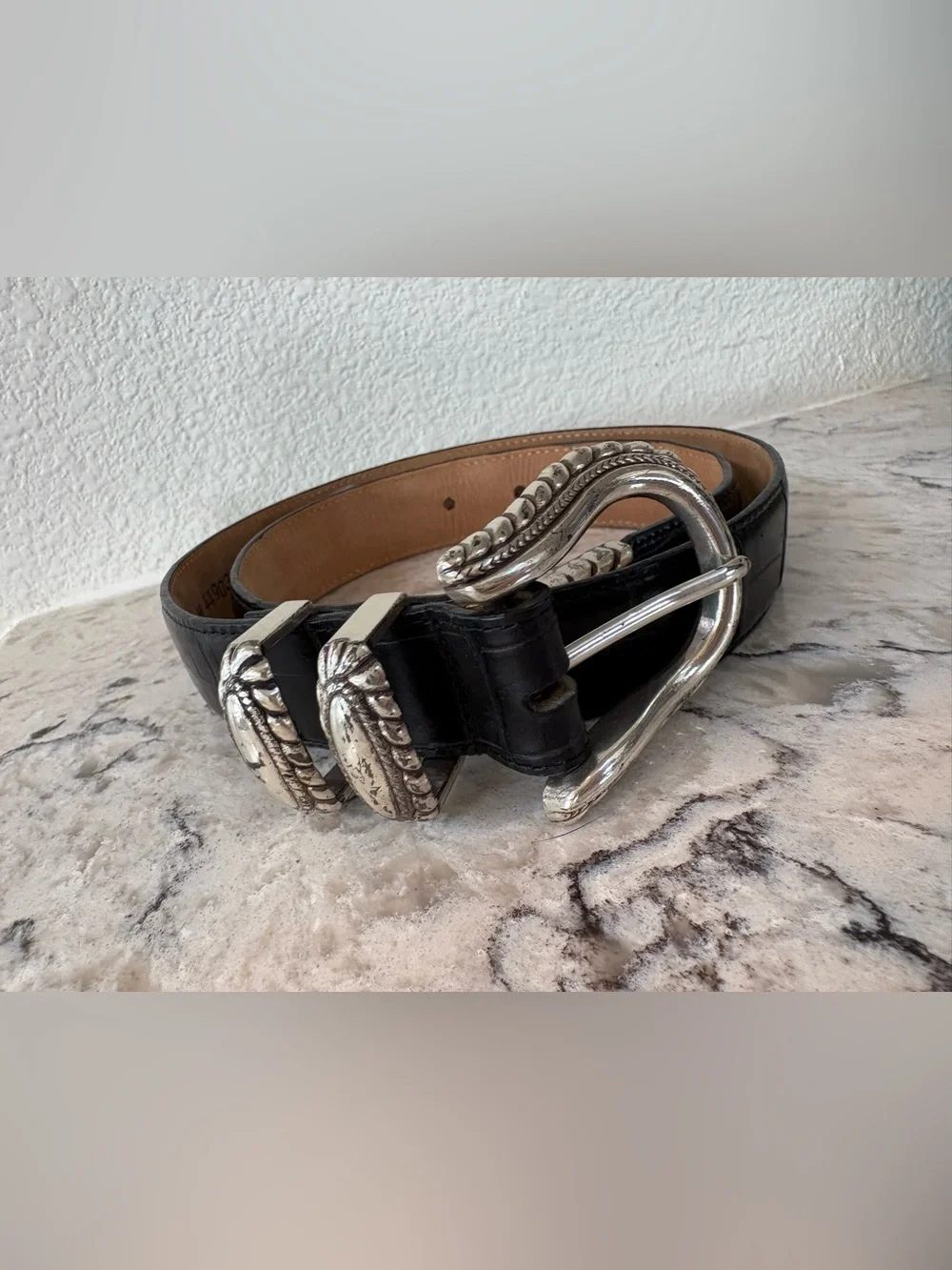 Vintage Brighton Black Leather Accent Belt